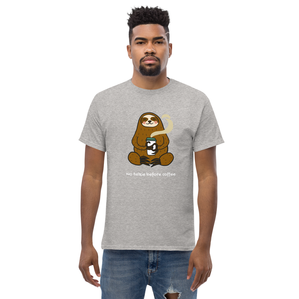 No Talkie Before Coffee Tee - Sloth Graphic T-Shirt for Coffee Lovers - OFFSIDE CLUB