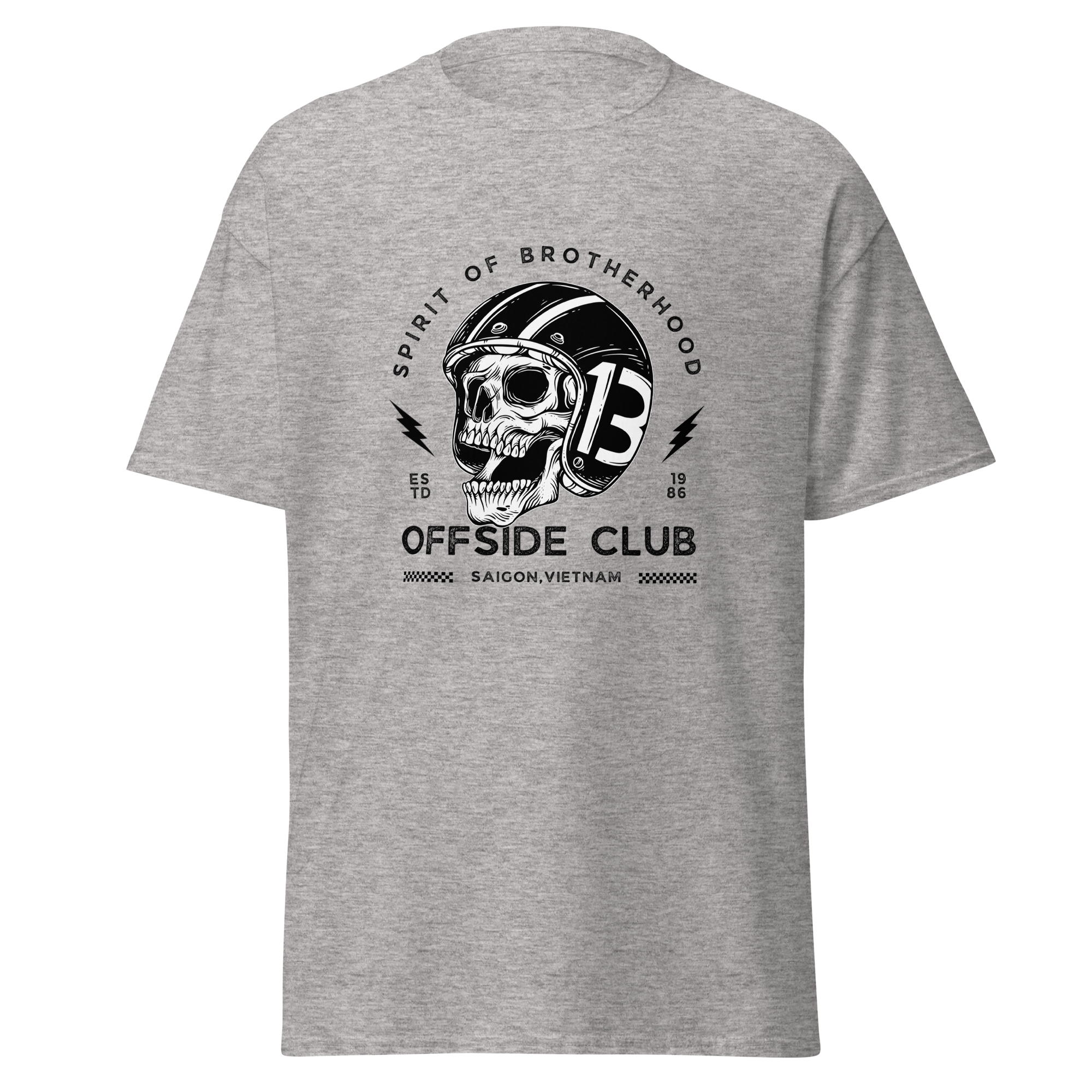 Biker Skull Graphic Tee Offside Club for Real Motorcycle Enthusiasts - OFFSIDE CLUB