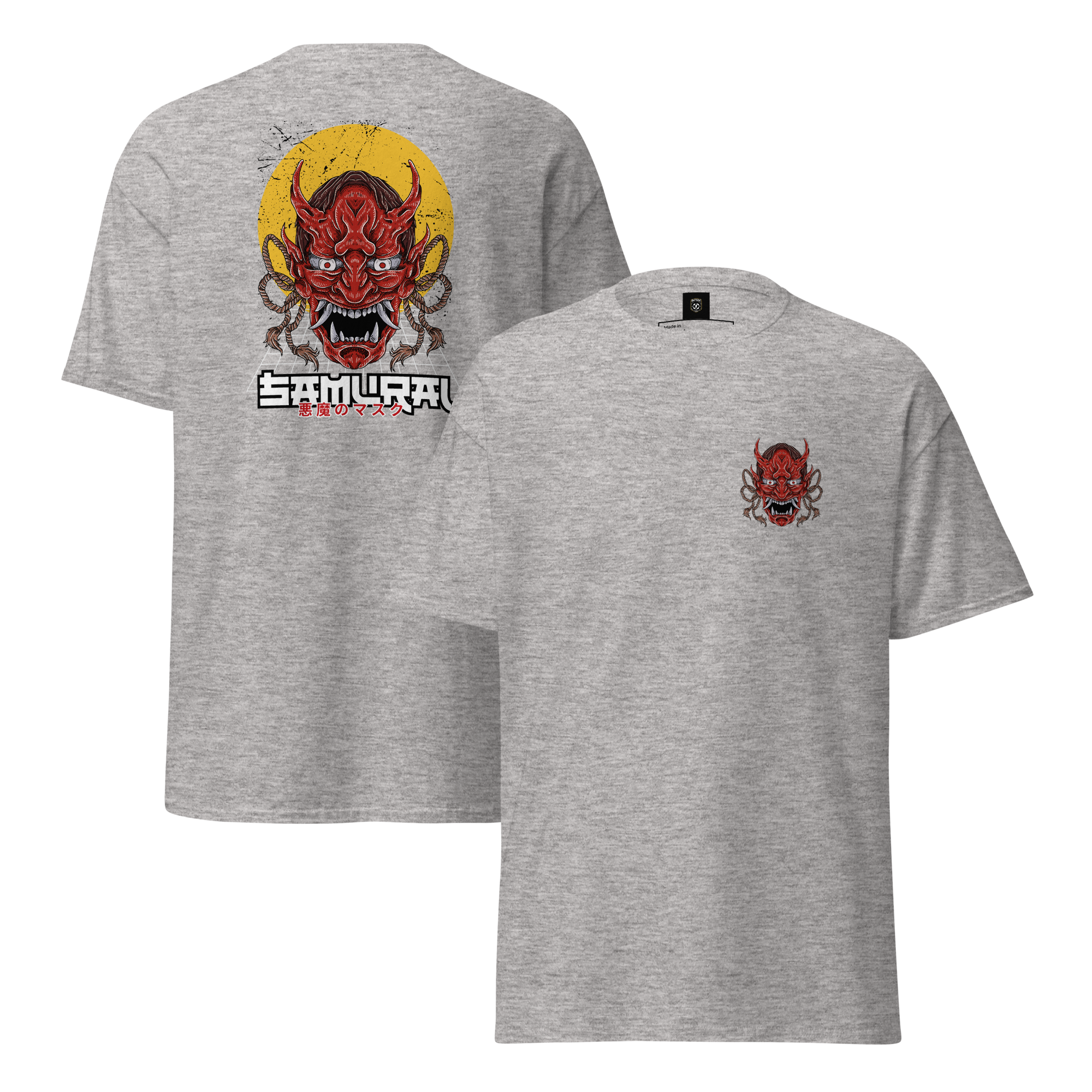 Oni Samurai Mask T-Shirt - Unique Graphic Tee for Bold Style - OFFSIDE CLUB