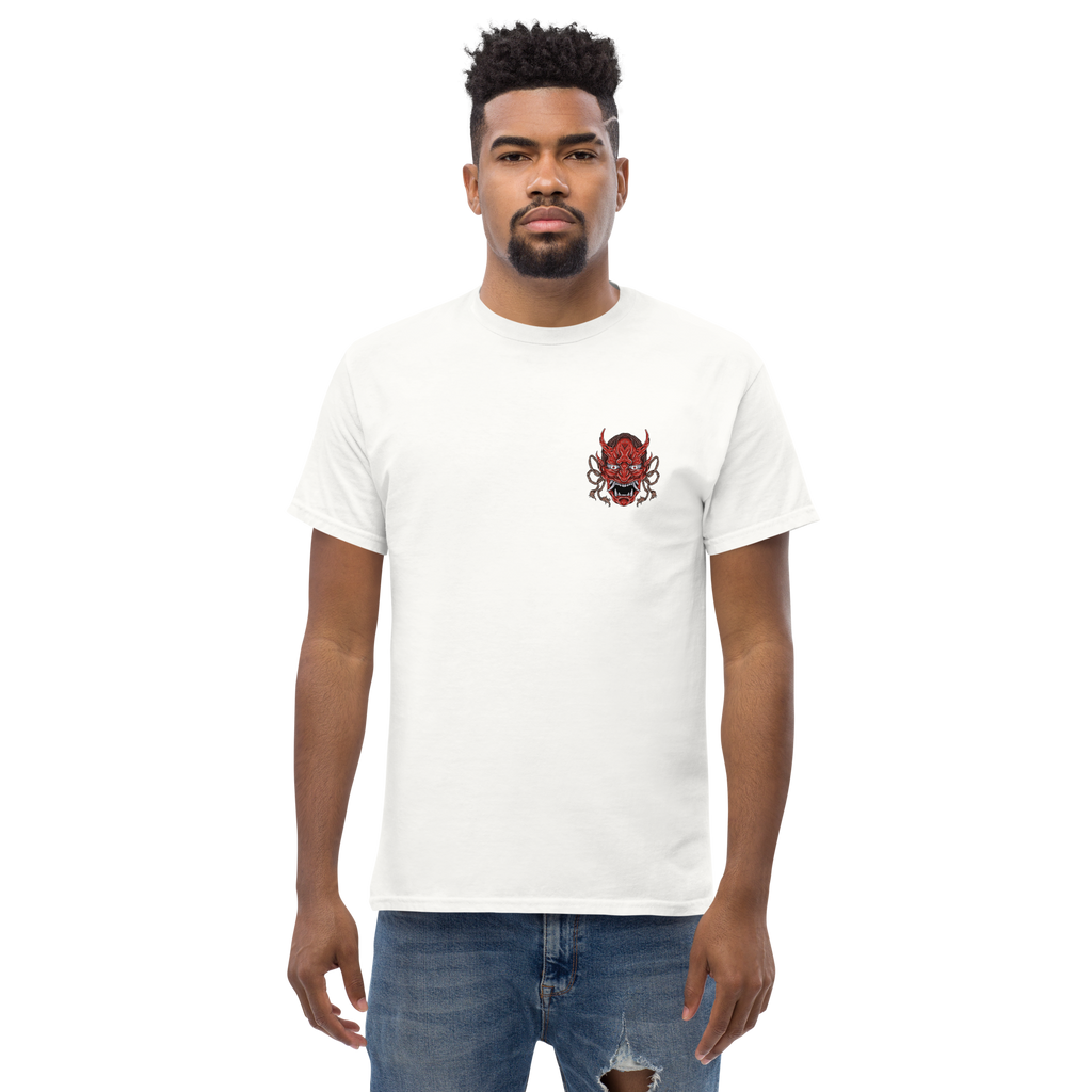 Oni Samurai Mask T-Shirt - Unique Graphic Tee for Bold Style - OFFSIDE CLUB