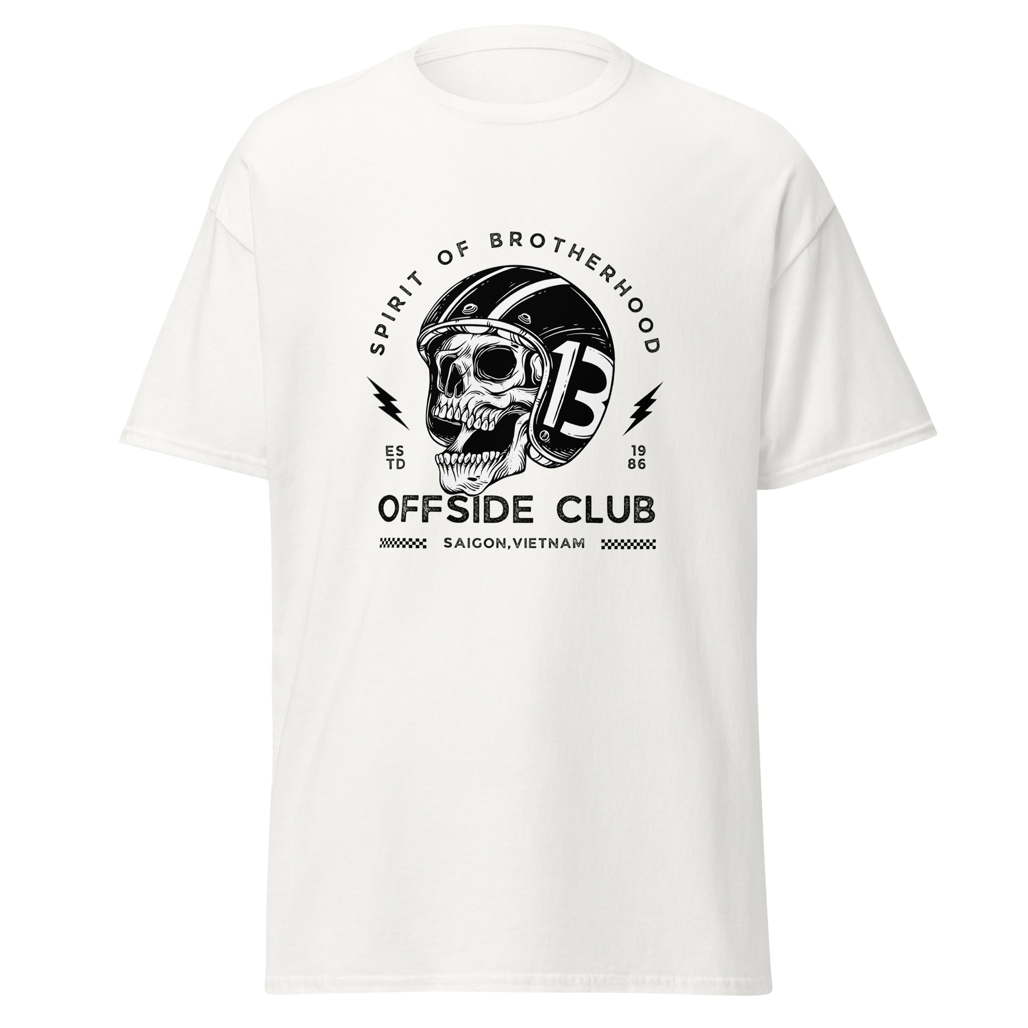 Biker Skull Graphic Tee Offside Club for Real Motorcycle Enthusiasts - OFFSIDE CLUB