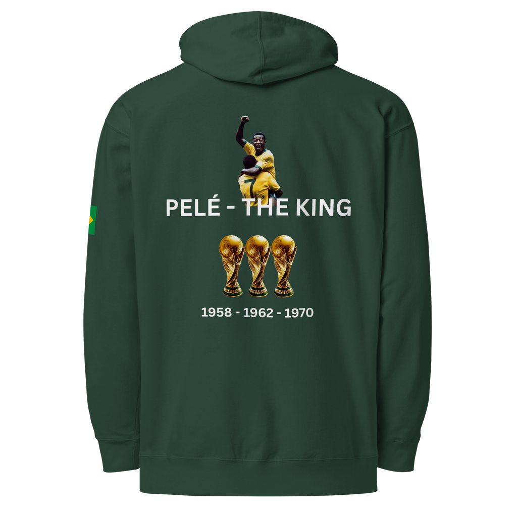 Pelé Brazil Retro Hoodie - Vintage Football World Cup Commemorative Heavyweight Graphic Soccer Sweatshirt - OFFSIDE CLUB