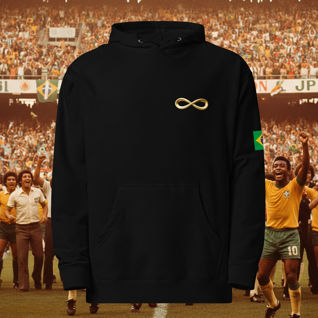 Pelé Brazil Retro Hoodie - Vintage Football World Cup Commemorative Heavyweight Graphic Soccer Sweatshirt - OFFSIDE CLUB