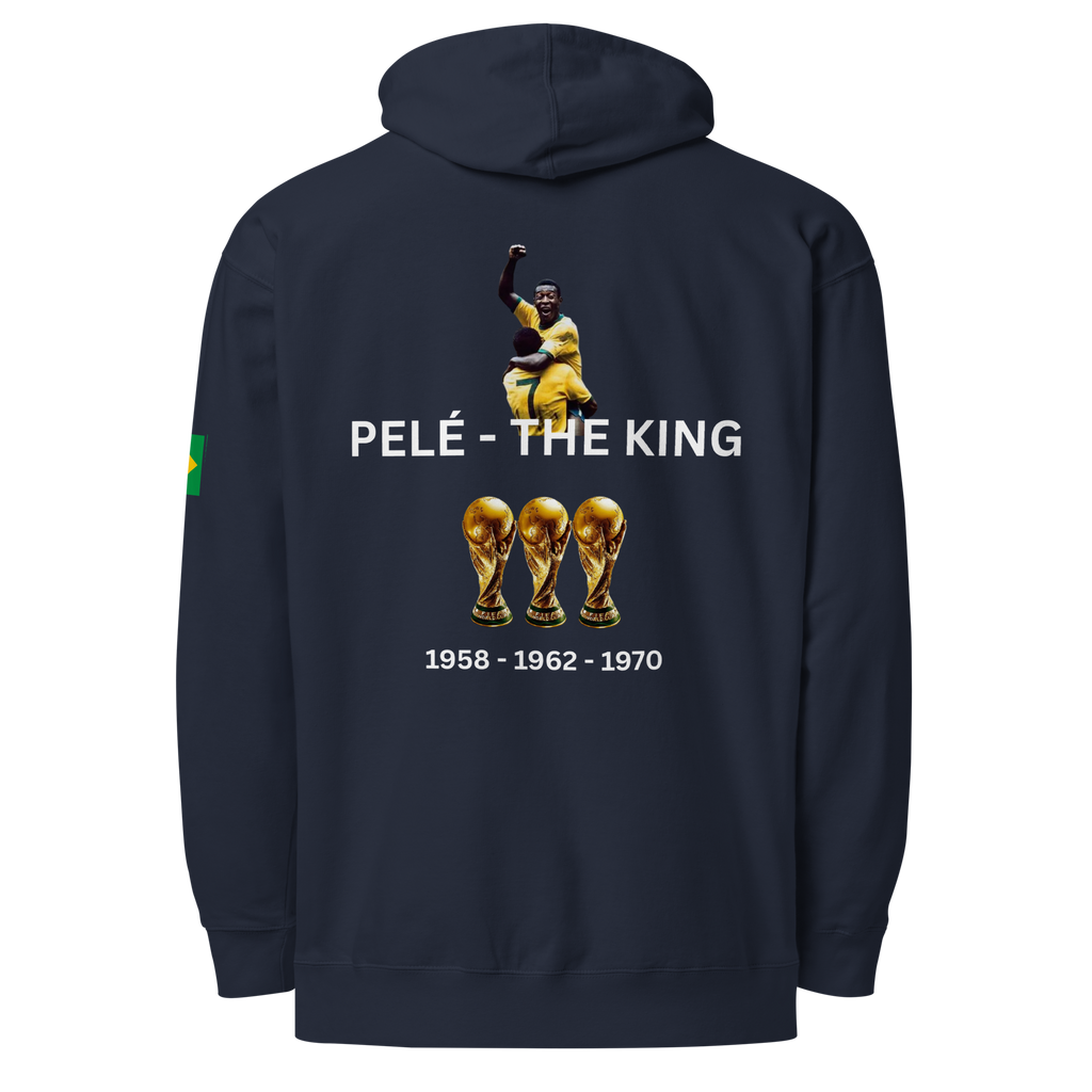 Pelé Brazil Retro Hoodie - Vintage Football World Cup Commemorative Heavyweight Graphic Soccer Sweatshirt - OFFSIDE CLUB