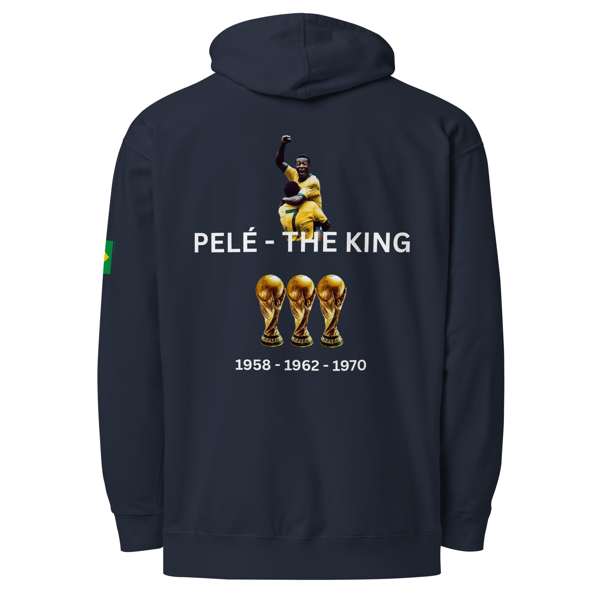 Pelé Brazil Retro Hoodie - Vintage Football World Cup Commemorative Heavyweight Graphic Soccer Sweatshirt - OFFSIDE CLUB